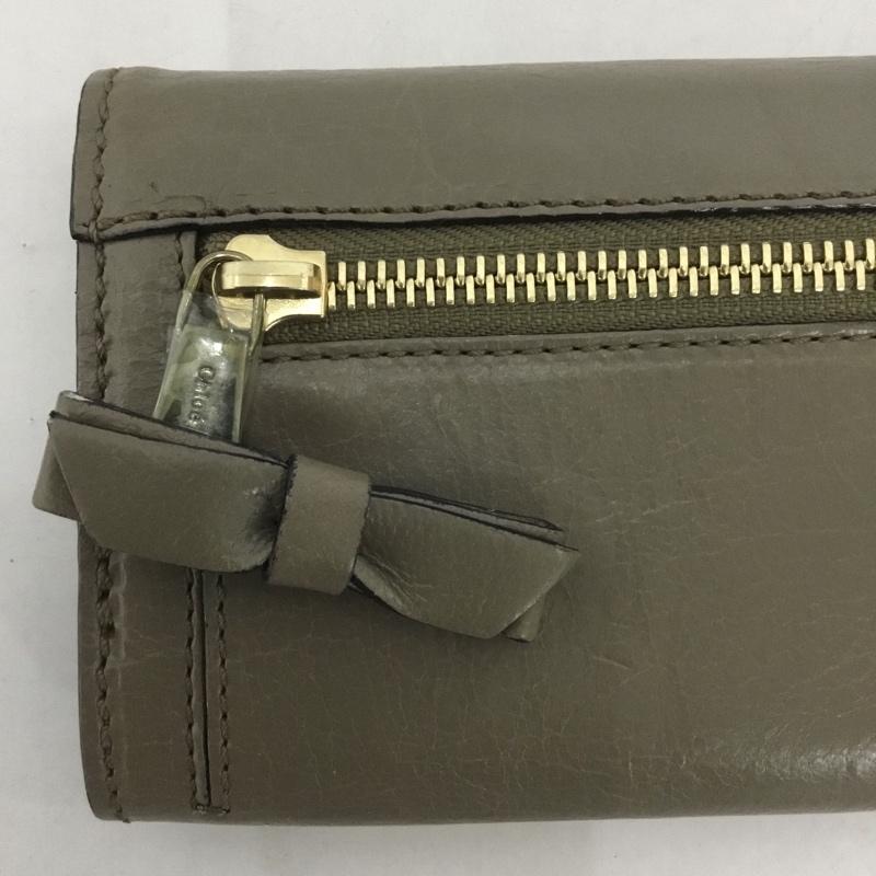 クロエ Chloe 財布 長財布 3P0321-7A733 箱有 ロゴ、文字 グレージュ / グレージュ /  レディース USED 古着 中古 10127681