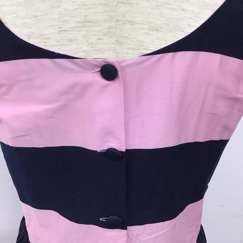 ラルフローレン RALPHLAUREN ワンピース ミニスカート 160cm ボーダー柄 桃 / ピンク / X 紺 / ネイビー /  ガールズ USED 古着 中古 10127694