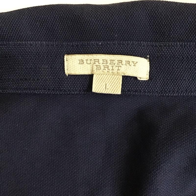 バーバリーブリット Burberry Brit ポロシャツ 半袖 半袖ポロシャツ 半袖カットソー カラーシャツ L ロゴ、文字 紺 / ネイビー /  メンズ USED 古着 中古 10127717