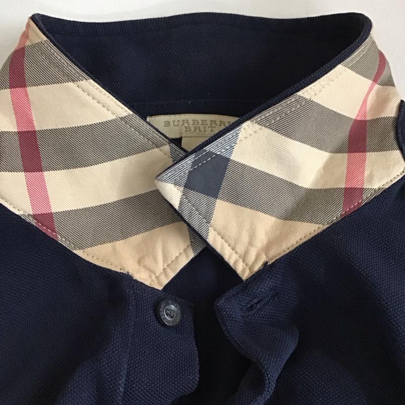 バーバリーブリット Burberry Brit ポロシャツ 半袖 半袖ポロシャツ 半袖カットソー カラーシャツ L ロゴ、文字 紺 / ネイビー /  メンズ USED 古着 中古 10127717
