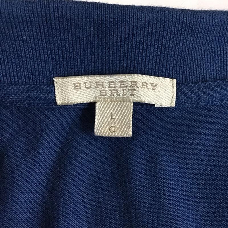 バーバリーブリット Burberry Brit ポロシャツ 半袖 半袖ポロシャツ 半袖カットソー カラーシャツ L ロゴ、文字 紺 / ネイビー /  メンズ USED 古着 中古 10127722