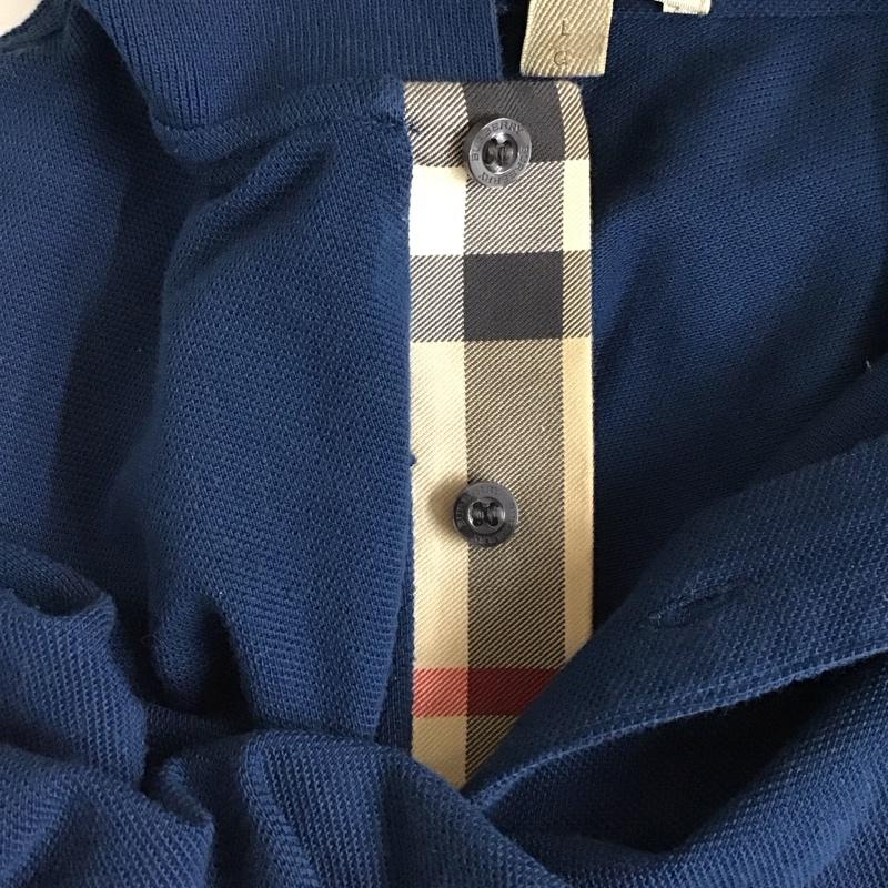 バーバリーブリット Burberry Brit ポロシャツ 半袖 半袖ポロシャツ 半袖カットソー カラーシャツ L ロゴ、文字 紺 / ネイビー /  メンズ USED 古着 中古 10127722