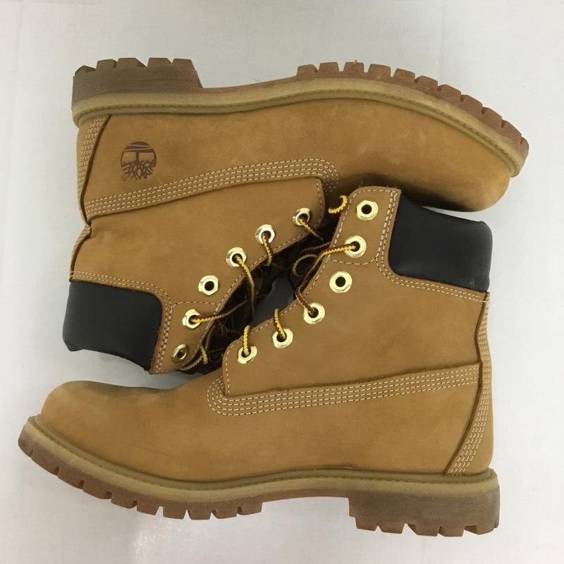 ティンバーランド Timberland ブーツ ショートブーツ 10361 6インチプレミアムウォータープルーフブーツ 7.5W 箱有 ワンポイント キャメル / キャメル /  レディース USED 古着 中古 10127775