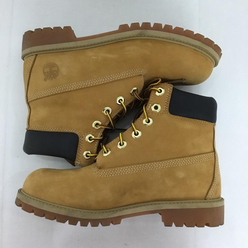 ティンバーランド Timberland ブーツ ショートブーツ 12909 6インチ プレミアム ウォータープルーフブーツ イエローブーツ 23.5cm 23.5cm ワンポイント キャメル / キャメル /  レディース USED 古着 中古 10127778