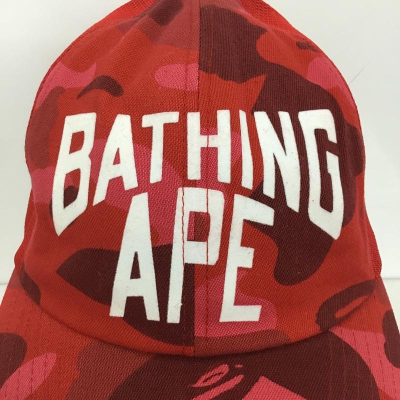 アベイシングエイプ A BATHING APE 帽子 キャップ COLOR CAMO NYC LOGO MESH CAP ロゴ、文字 赤 / レッド /  メンズ USED 古着 中古 10127785