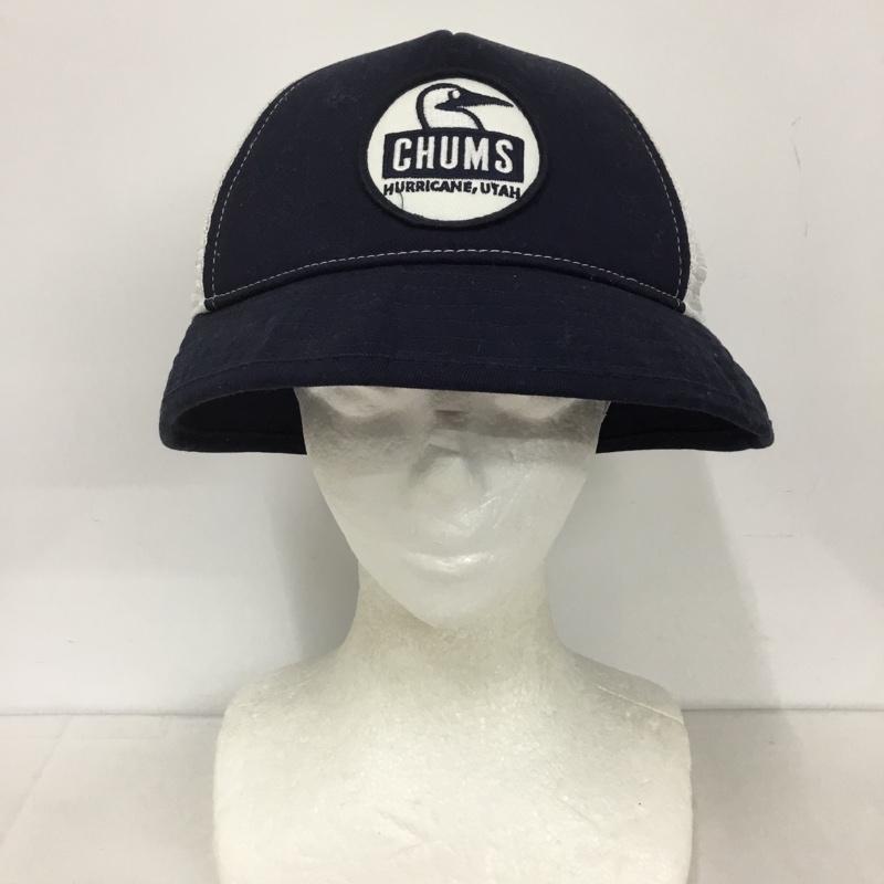 チャムス CHUMS 帽子 ハット CH05-1110 メッシュハット FREE ロゴ、文字 紺 / ネイビー / X 白 / ホワイト /  メンズ USED 古着 中古 10127788