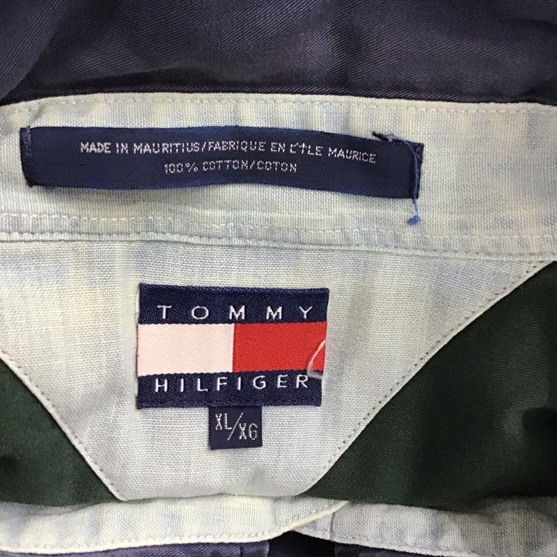 トミー TOMMY シャツ、ブラウス 長袖 長袖シャツ ボタンダウンシャツ カラーシャツ XL ロゴ、文字 緑 / グリーン / X 紺 / ネイビー /  メンズ USED 古着 中古 10127808
