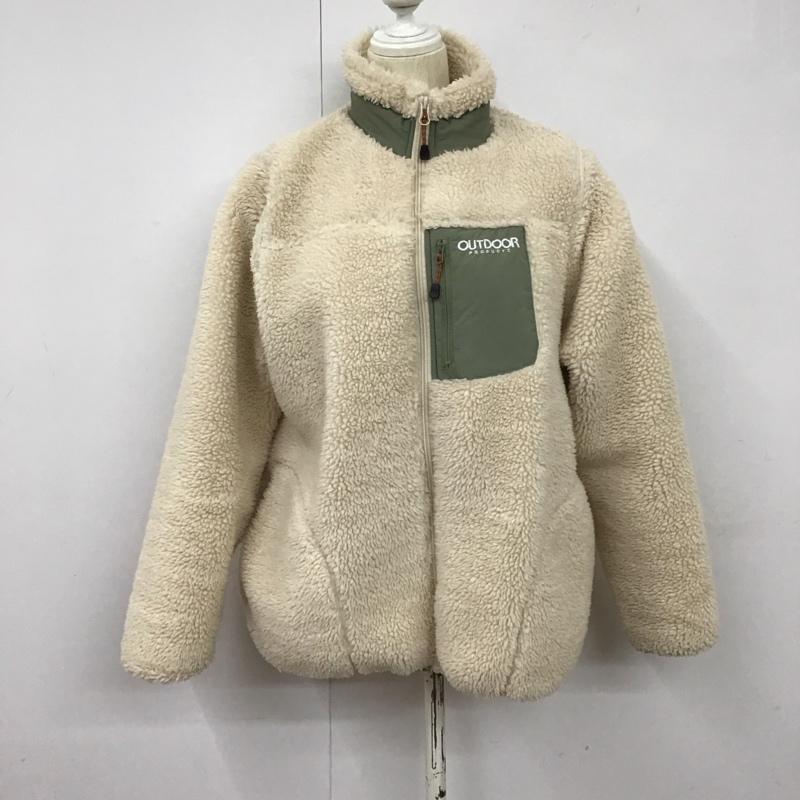 アウトドアプロダクツ OUTDOOR PRODUCTS ジャケット、上着 ジャケット、ブレザー ジップアップジャケット ボアジャケット アウター L ロゴ、文字 アイボリー / アイボリー /  レディース USED 古着 中古 10127856