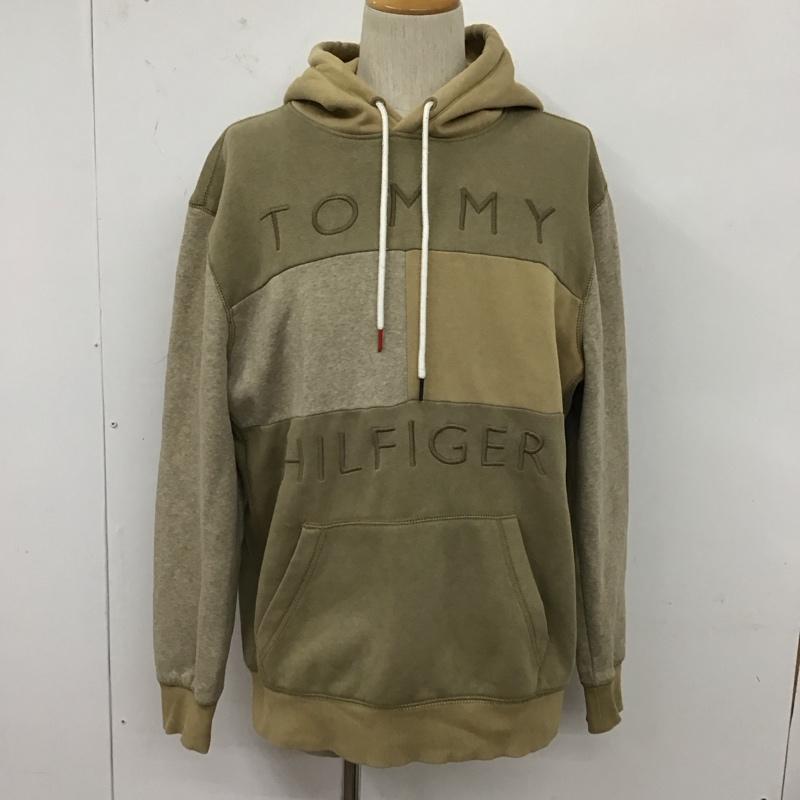 トミーヒルフィガー TOMMY HILFIGER パーカー 長袖 長袖パーカー プルオーバーパーカー スウェット XL ロゴ、文字 ベージュ / ベージュ /  メンズ USED 古着 中古 10127874
