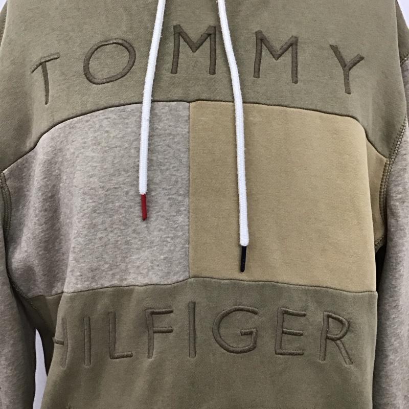 トミーヒルフィガー TOMMY HILFIGER パーカー 長袖 長袖パーカー プルオーバーパーカー スウェット XL ロゴ、文字 ベージュ / ベージュ /  メンズ USED 古着 中古 10127874