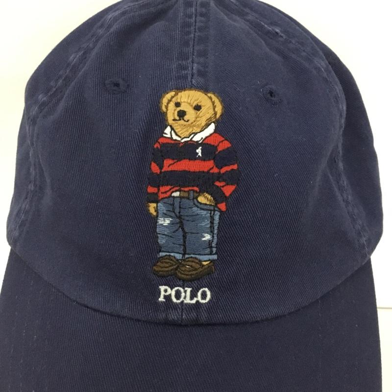 ポロラルフローレン POLO RALPH LAUREN 帽子 キャップ コットン ポロベア 刺繍 紺 / ネイビー /  メンズ USED 古着 中古 10127895