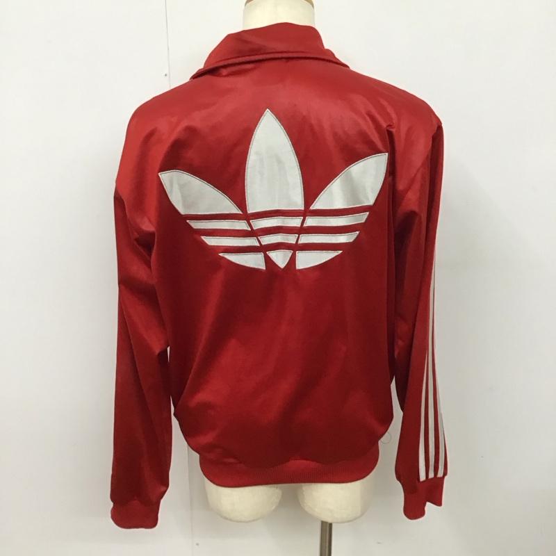 アディダス adidas ジャケット、上着 ジャケット、ブレザー ジップアップジャケット ジャージ アウター L ロゴ、文字 赤 / レッド /  メンズ USED 古着 中古 10127953