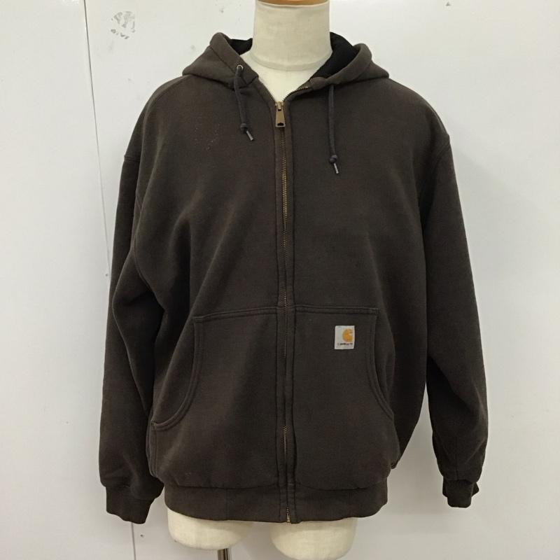 カーハート Carhartt パーカー 長袖 ジップアップパーカー 長袖パーカー カジュアルジャケット L ロゴ、文字 茶 / ブラウン /  メンズ USED 古着 中古 10127954