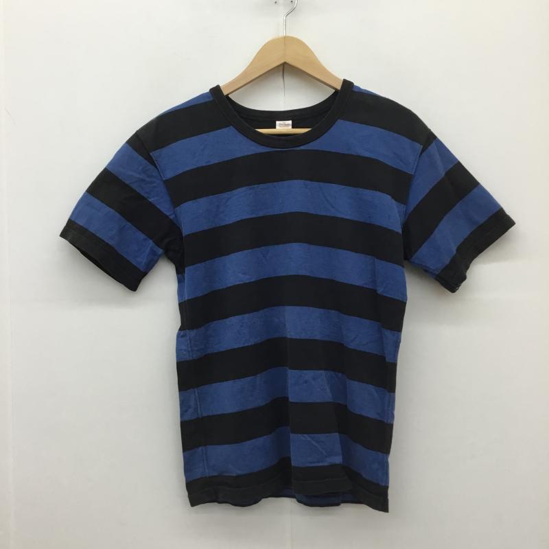 フラットヘッド The Flat Head Tシャツ 半袖 L ボーダー柄 黒 / ブラック / X 青 / ブルー /  メンズ USED 古着 中古 10127973
