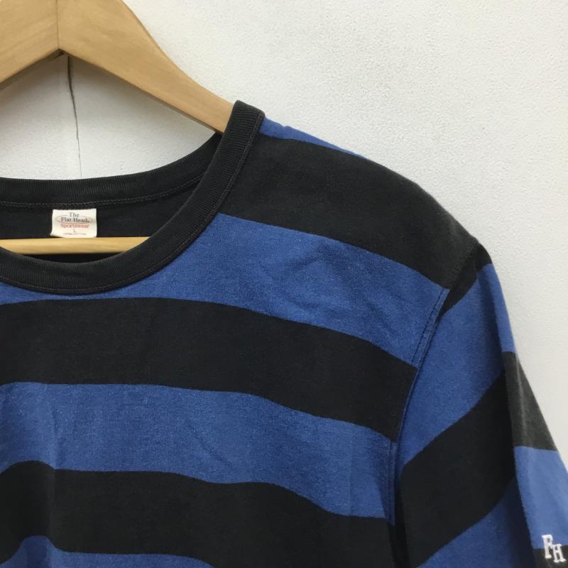 フラットヘッド The Flat Head Tシャツ 半袖 L ボーダー柄 黒 / ブラック / X 青 / ブルー /  メンズ USED 古着 中古 10127973