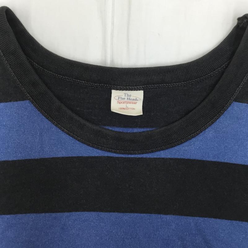 フラットヘッド The Flat Head Tシャツ 半袖 L ボーダー柄 黒 / ブラック / X 青 / ブルー /  メンズ USED 古着 中古 10127973