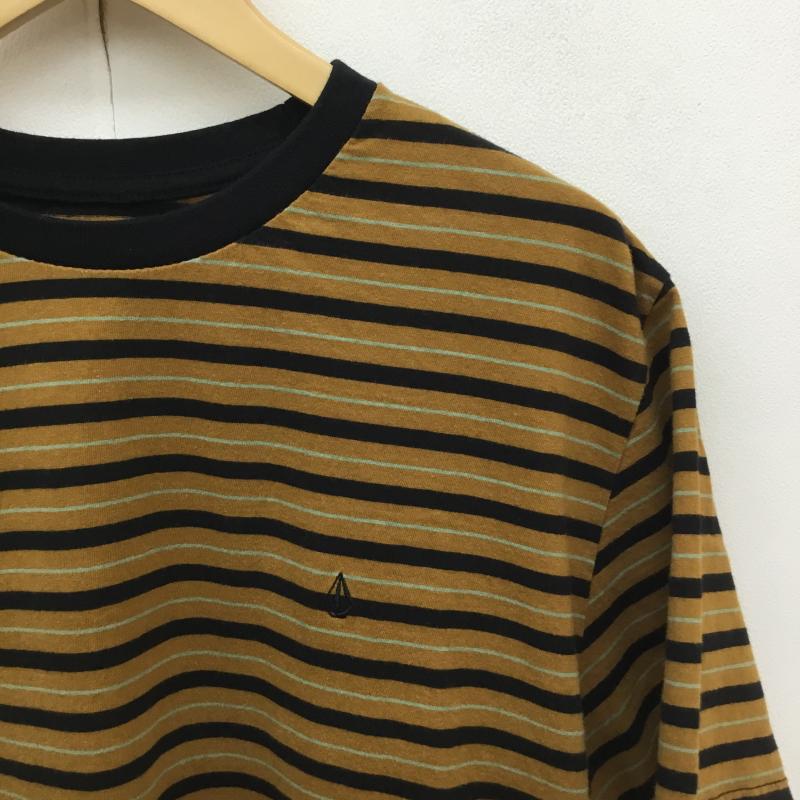 ボルコム VOLCOM Tシャツ 半袖 Parables Stripes Crew A0102100 L ボーダー柄 黒 / ブラック / X マスタード / マスタード / X 金 / ゴールド / X 黄 / イエロー /  メンズ USED 古着 中古 10127974