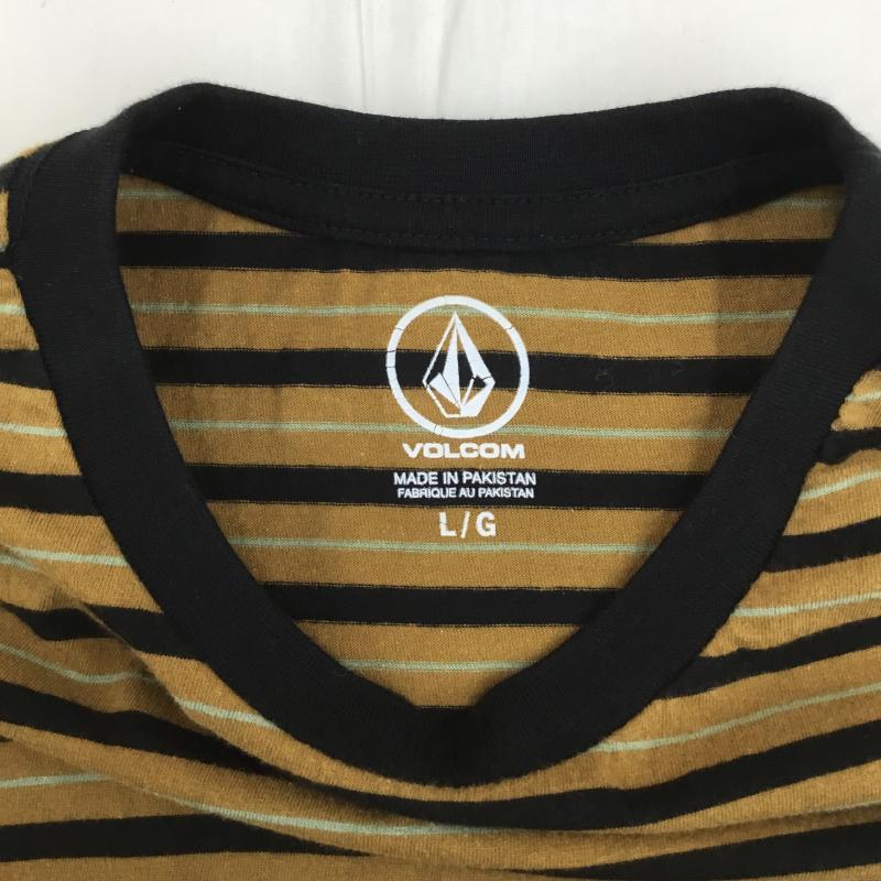 ボルコム VOLCOM Tシャツ 半袖 Parables Stripes Crew A0102100 L ボーダー柄 黒 / ブラック / X マスタード / マスタード / X 金 / ゴールド / X 黄 / イエロー /  メンズ USED 古着 中古 10127974