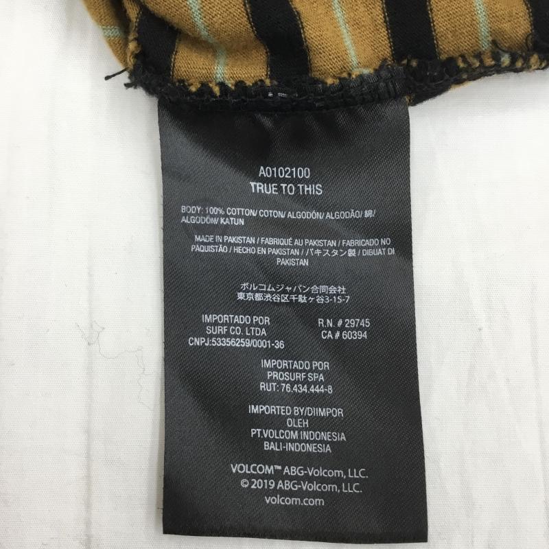 ボルコム VOLCOM Tシャツ 半袖 Parables Stripes Crew A0102100 L ボーダー柄 黒 / ブラック / X マスタード / マスタード / X 金 / ゴールド / X 黄 / イエロー /  メンズ USED 古着 中古 10127974