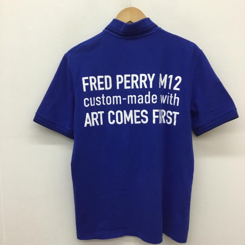フレッドペリー FRED PERRY ポロシャツ 半袖 FRED PERRY × Art Comes First SM5120 M ロゴ、文字 青 / ブルー / X 白 / ホワイト / X 黒 / ブラック /  メンズ USED 古着 中古 10127978