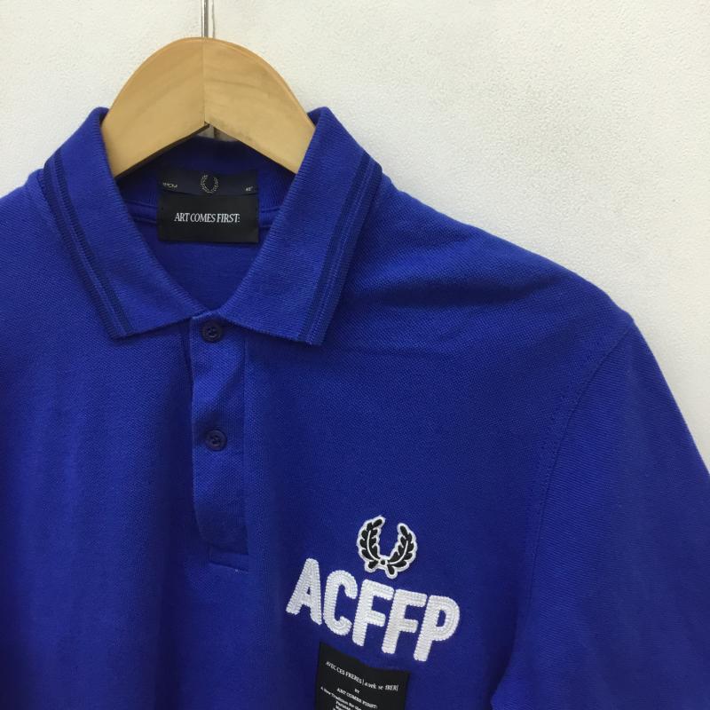 フレッドペリー FRED PERRY ポロシャツ 半袖 FRED PERRY × Art Comes First SM5120 M ロゴ、文字 青 / ブルー / X 白 / ホワイト / X 黒 / ブラック /  メンズ USED 古着 中古 10127978