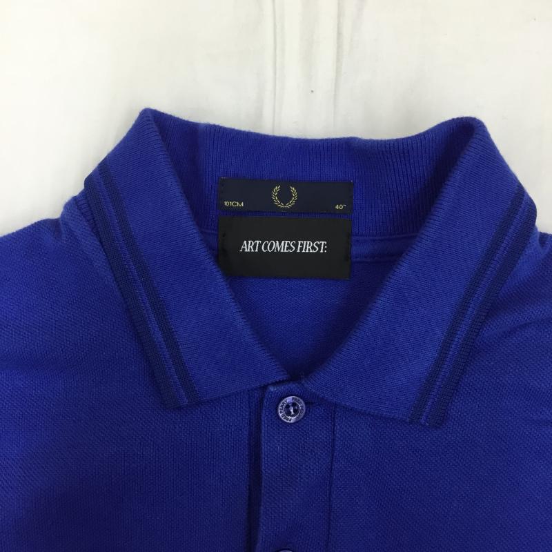 フレッドペリー FRED PERRY ポロシャツ 半袖 FRED PERRY × Art Comes First SM5120 M ロゴ、文字 青 / ブルー / X 白 / ホワイト / X 黒 / ブラック /  メンズ USED 古着 中古 10127978