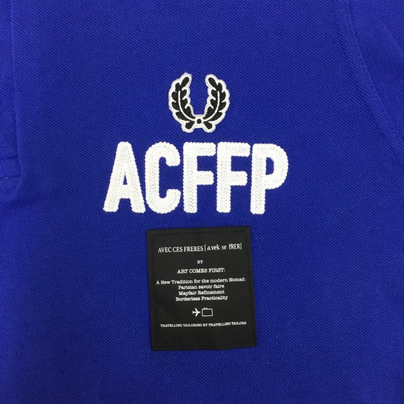 フレッドペリー FRED PERRY ポロシャツ 半袖 FRED PERRY × Art Comes First SM5120 M ロゴ、文字 青 / ブルー / X 白 / ホワイト / X 黒 / ブラック /  メンズ USED 古着 中古 10127978