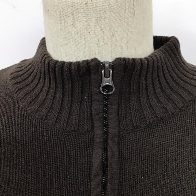 チャップス CHAPS ニット、セーター 長袖 長袖ニットカットソー スタンドネック セーター XL ロゴ、文字 茶 / ブラウン /  メンズ USED 古着 中古 10128005