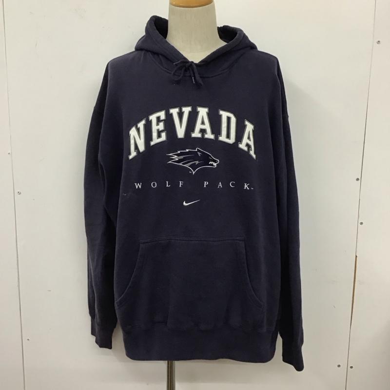 ナイキ NIKE パーカー 長袖 長袖パーカー プルオーバーパーカー スウェット XL ロゴ、文字 紺 / ネイビー /  メンズ USED 古着 中古 10128009