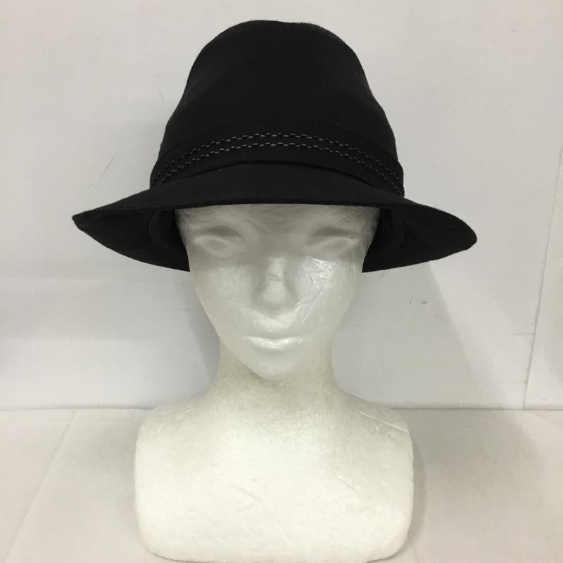 ボルサリーノ Borsalino 帽子 ハット B1046-08A62 中折れ帽 日本製 ロゴ、文字 黒 / ブラック /  メンズ USED 古着 中古 10128013