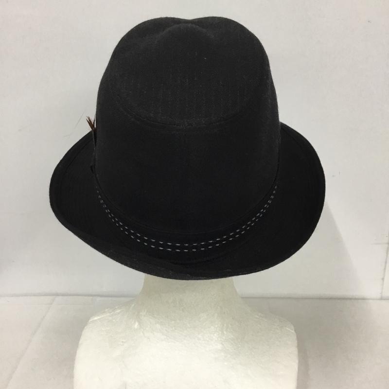 ボルサリーノ Borsalino 帽子 ハット B1046-08A62 中折れ帽 日本製 ロゴ、文字 黒 / ブラック /  メンズ USED 古着 中古 10128013