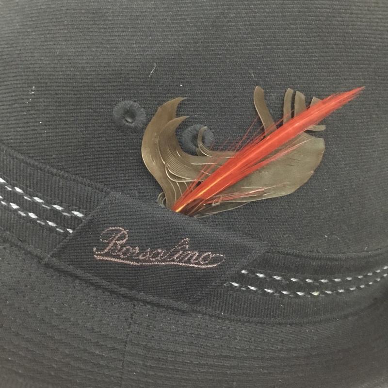 ボルサリーノ Borsalino 帽子 ハット B1046-08A62 中折れ帽 日本製 ロゴ、文字 黒 / ブラック /  メンズ USED 古着 中古 10128013