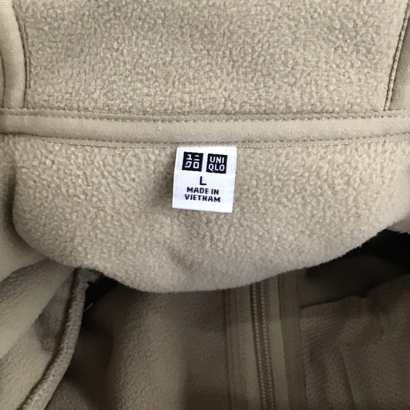 ユニクロ UNIQLO パーカー 長袖 341-409878 ジップアップパーカー アウター ボアジャケット L 無地 ベージュ / ベージュ /  メンズ USED 古着 中古 10128020