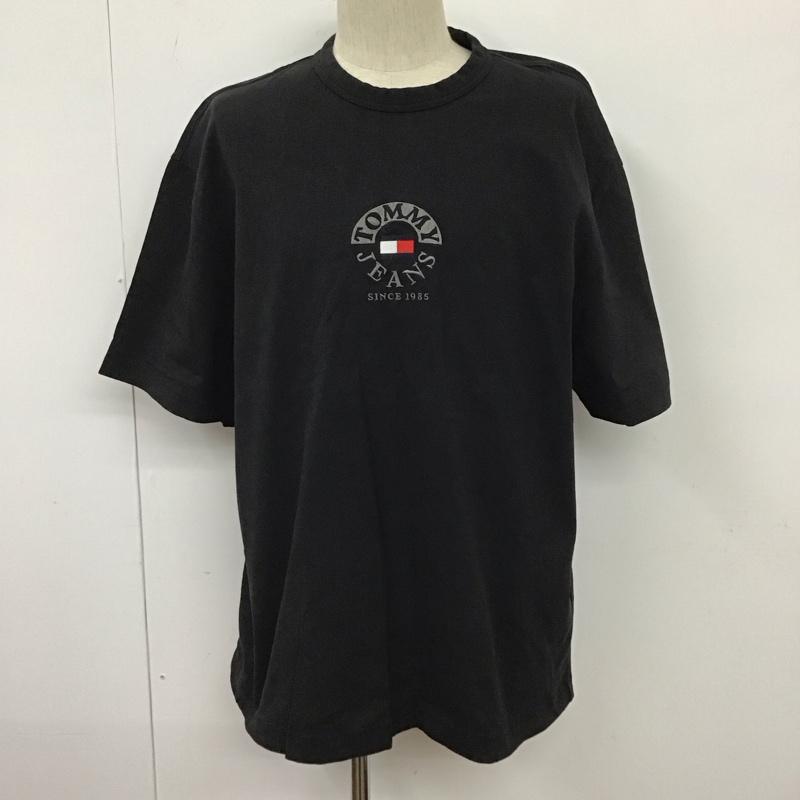トミー ジーンズ TOMMY JEANS Tシャツ 半袖 半袖カットソー プリントTシャツ クルーネックカットソー L ロゴ、文字 黒 / ブラック /  メンズ USED 古着 中古 10128028