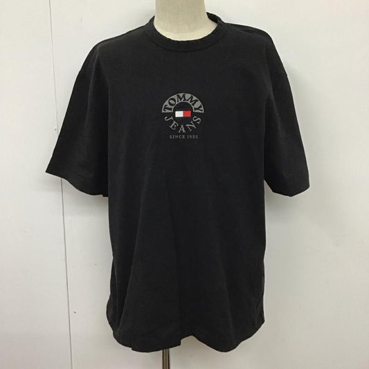 トミー ジーンズ TOMMY JEANS Tシャツ 半袖 半袖カットソー プリントTシャツ クルーネックカットソー L ロゴ、文字 黒 / ブラック /  メンズ USED 古着 中古 10128028