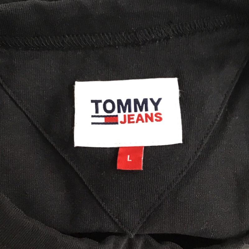 トミー ジーンズ TOMMY JEANS Tシャツ 半袖 半袖カットソー プリントTシャツ クルーネックカットソー L ロゴ、文字 黒 / ブラック /  メンズ USED 古着 中古 10128028