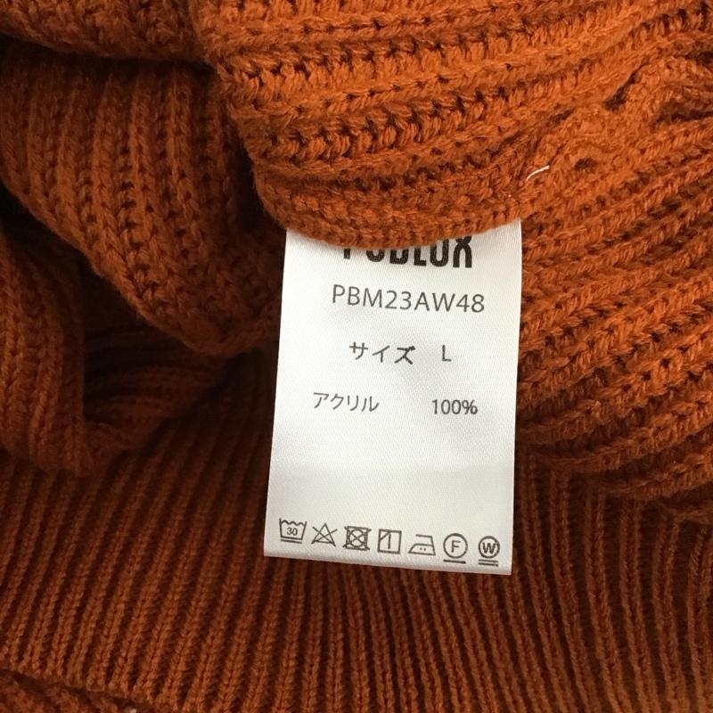 パブリュクス PUBLUX ニット、セーター 長袖 長袖ニットカットソー カラーネック セーター L 無地 橙 / オレンジ /  メンズ USED 古着 中古 10128039