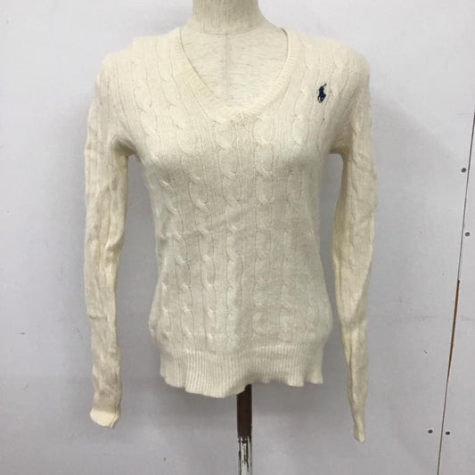 ポロラルフローレン POLO RALPH LAUREN ニット、セーター 長袖 Vネック S 無地 白 / ホワイト /  レディース USED 古着 中古 10128051