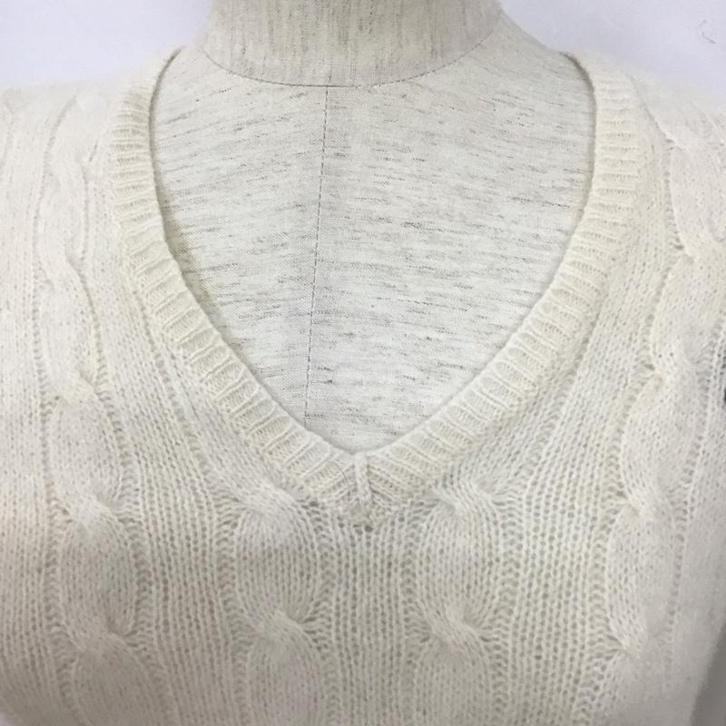 ポロラルフローレン POLO RALPH LAUREN ニット、セーター 長袖 Vネック S 無地 白 / ホワイト /  レディース USED 古着 中古 10128051