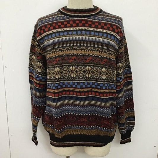 古着 USED ニット、セーター 長袖 長袖ニットカットソー クルーネック セーター L プリント マルチカラー / マルチカラー /  メンズ USED 古着 中古 10128055