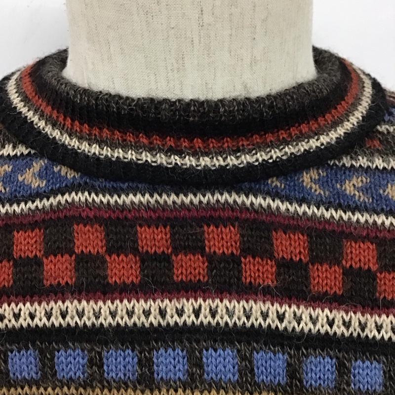 古着 USED ニット、セーター 長袖 長袖ニットカットソー クルーネック セーター L プリント マルチカラー / マルチカラー /  メンズ USED 古着 中古 10128055