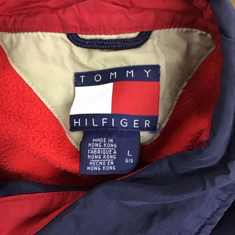 トミーヒルフィガー TOMMY HILFIGER ジャケット、上着 ジャケット、ブレザー ジップアップジャケット ナイロンジャケット アウター L ロゴ、文字 紺 / ネイビー /  メンズ USED 古着 中古 10128057