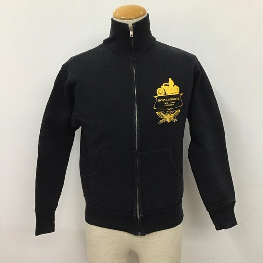 ラングリッツレザーズ Langlitz Leathers トレーナー 長袖 ジップアップトレーナー スウェット カラージャケット S プリント 黒 / ブラック /  メンズ USED 古着 中古 10128058