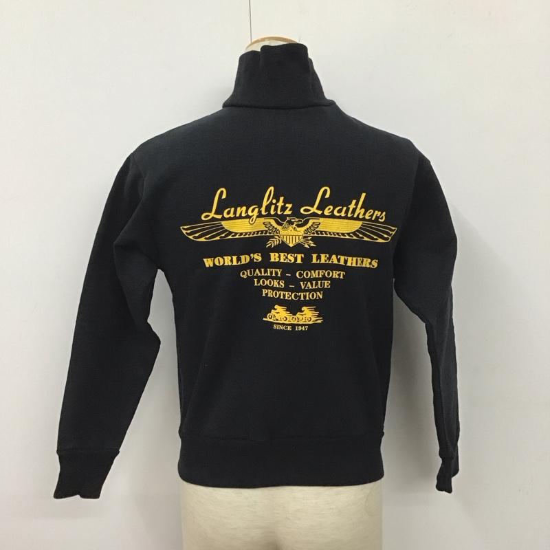 ラングリッツレザーズ Langlitz Leathers トレーナー 長袖 ジップアップトレーナー スウェット カラージャケット S プリント 黒 / ブラック /  メンズ USED 古着 中古 10128058