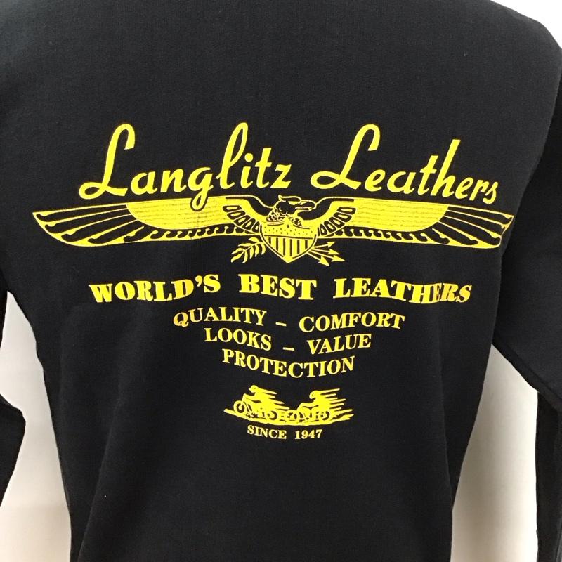 ラングリッツレザーズ Langlitz Leathers トレーナー 長袖 ジップアップトレーナー スウェット カラージャケット S プリント 黒 / ブラック /  メンズ USED 古着 中古 10128058