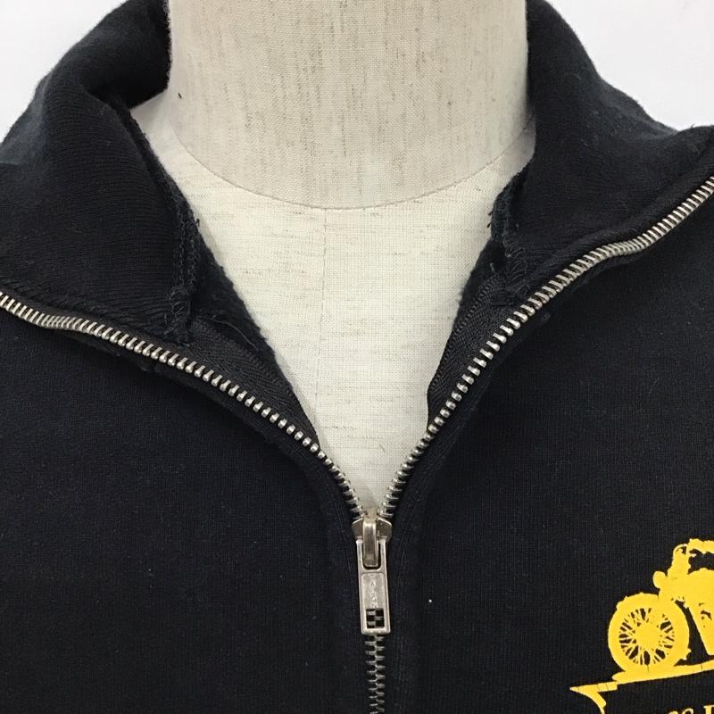 ラングリッツレザーズ Langlitz Leathers トレーナー 長袖 ジップアップトレーナー スウェット カラージャケット S プリント 黒 / ブラック /  メンズ USED 古着 中古 10128058