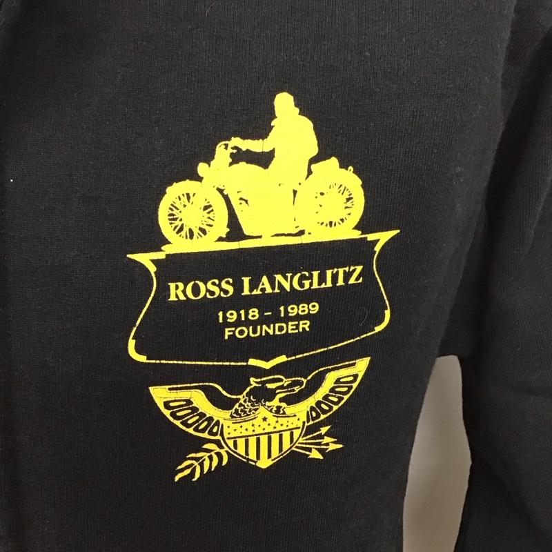 ラングリッツレザーズ Langlitz Leathers トレーナー 長袖 ジップアップトレーナー スウェット カラージャケット S プリント 黒 / ブラック /  メンズ USED 古着 中古 10128058