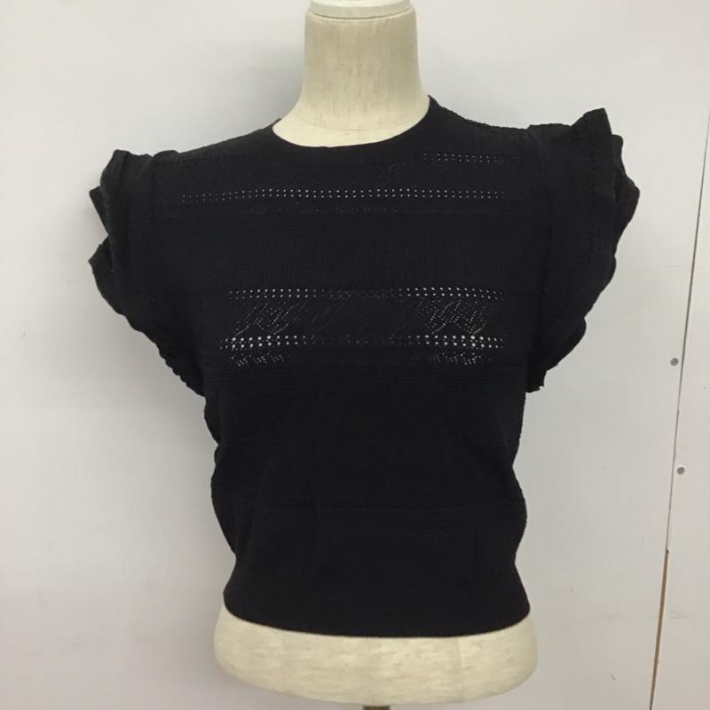 ザラ ZARA カットソー 半袖 2488 110 800 袖フリル M  黒 / ブラック /  レディース USED 古着 中古 10128078