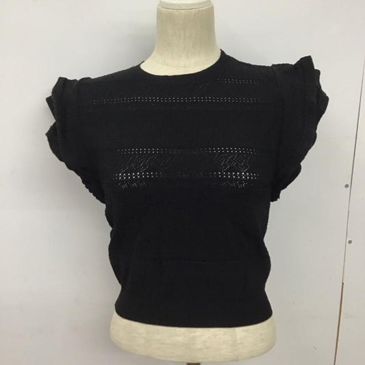 ザラ ZARA カットソー 半袖 2488 110 800 袖フリル M  黒 / ブラック /  レディース USED 古着 中古 10128078