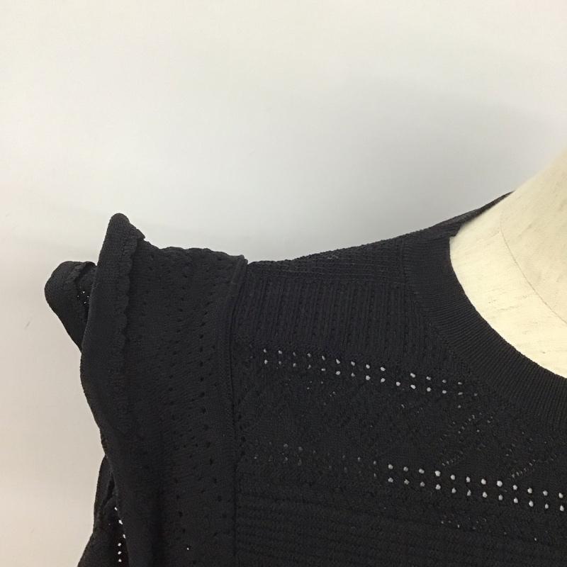 ザラ ZARA カットソー 半袖 2488 110 800 袖フリル M  黒 / ブラック /  レディース USED 古着 中古 10128078